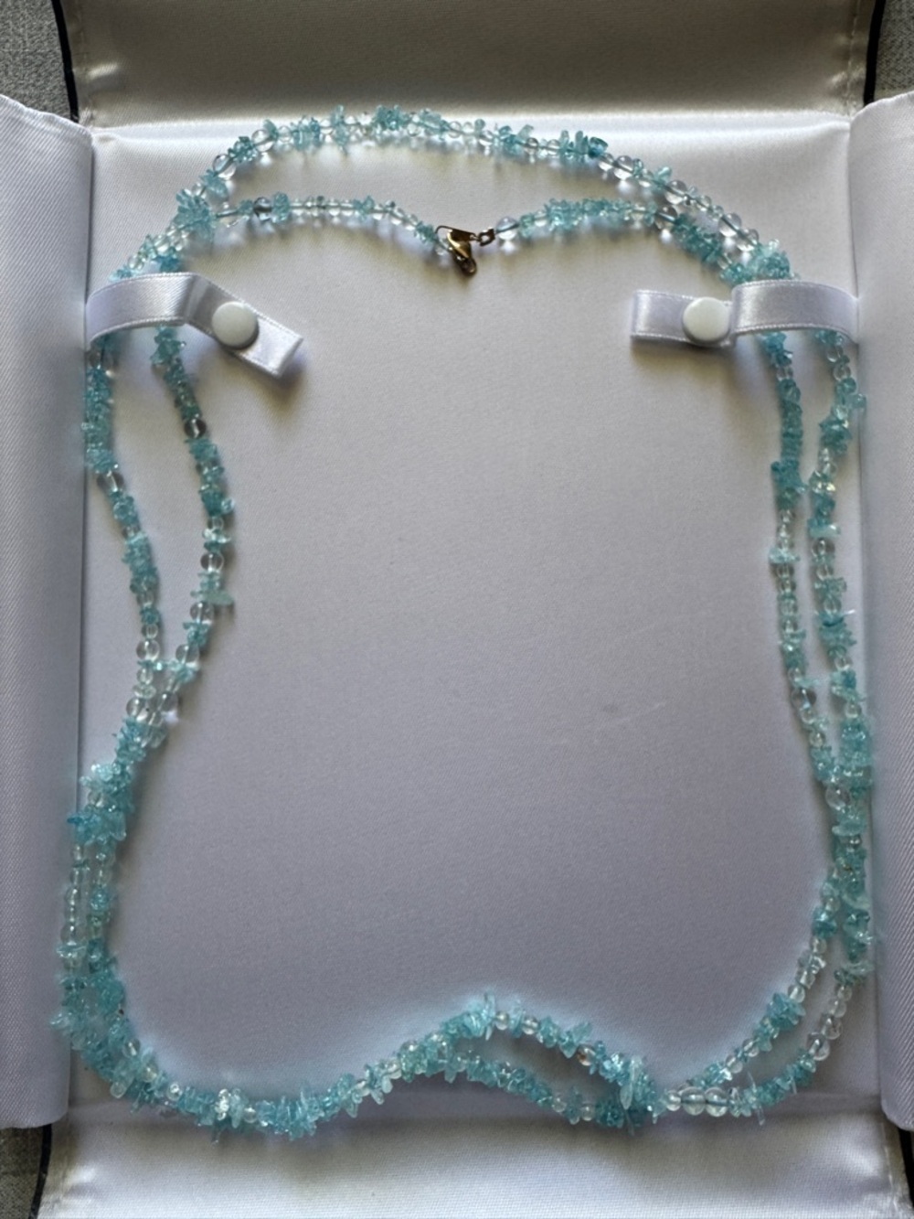 Light Blue Crystal Chip Double-Strand Necklace